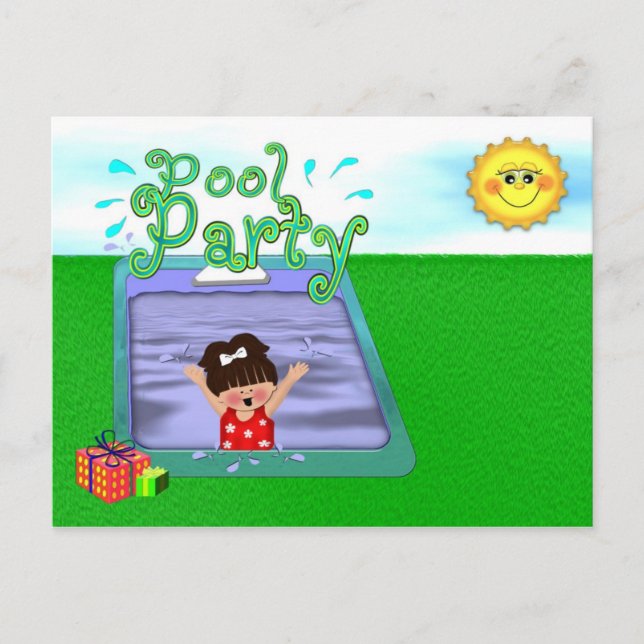 Invitation Carte Postale Pool Party Girl (Devant)