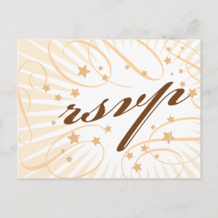 Invitation Carte Postale Poster rustique : Crème et mariage Brown RSVP