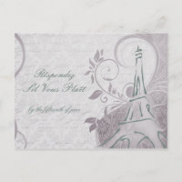 Poster rustique : Subtil Turquoise & Violet RSVP