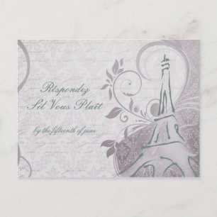 Invitation Carte Postale Poster rustique : Subtil Turquoise & Violet RSVP