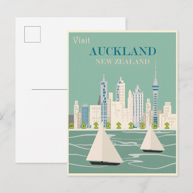 Invitation Carte Postale Poster vintage Auckland (Devant / Derrière)