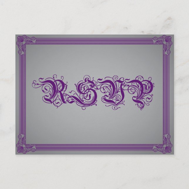 Invitation Carte Postale Poster violet et gris RSVP avec choix de boisson (Devant)