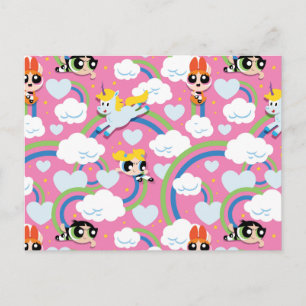 Invitation Carte Postale Powerpuff Girls & Donny Rainbow Motif