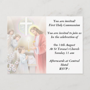 Invitation Carte Postale Première communion sainte confirmation pour la fil