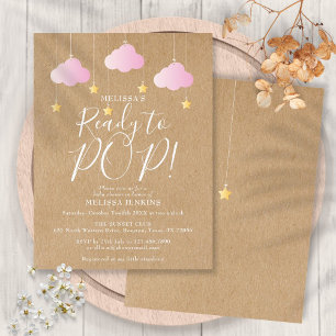 Invitation Carte Postale Prêt à taper le Baby shower rose rustique