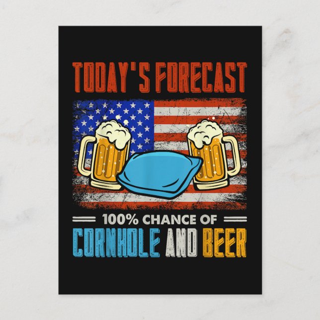 Invitation Carte Postale Prévision d'aujourd'hui Cornhole Et Bière  (Devant)