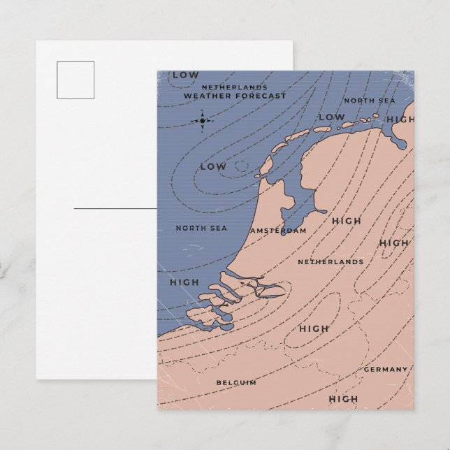 Invitation Carte Postale Prévisions météo Pays-Bas (Devant / Derrière)