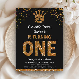 Invitation Carte Postale Prince Royal de l'Or Noir Premier Anniversaire
