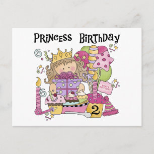 Invitation Carte Postale Princesse de fête 2e anniversaire Tshirts et cadea