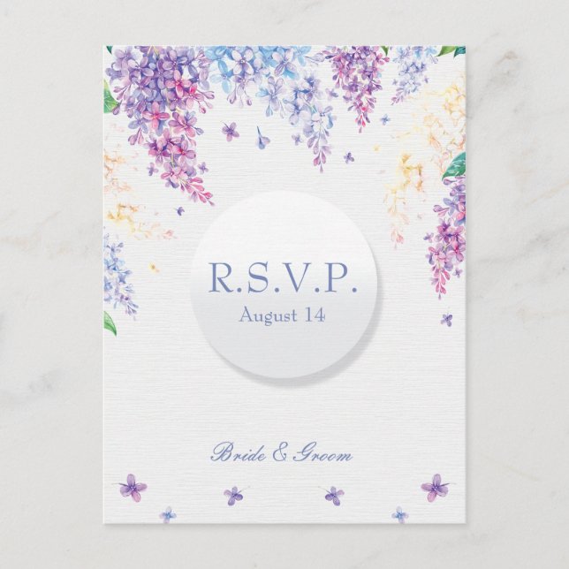 Invitation Carte Postale Printemps Lilac Fleur Fleur Blossom-Floral Mariage (Devant)