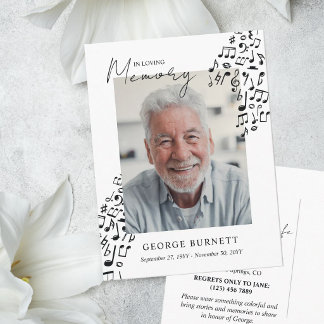 Invitation Carte Postale Professeur de Musique Musicien Notes En Souvenir A
