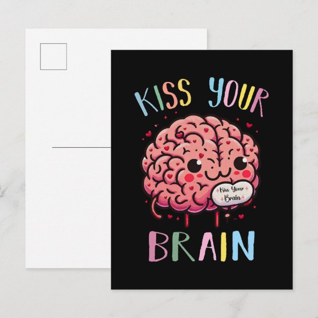 Invitation Carte Postale Professeur Kiss Your Brain (Devant / Derrière)