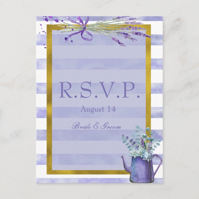 Invitation Carte Postale Provence Lavande Violet Mariage Fleur RSVP (Devant)
