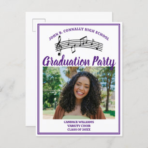 Invitation Carte Postale Purple Choir Photo High School Graduation Party