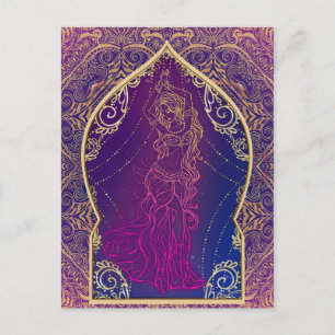 Invitation Carte Postale Purple & Gold Marocain Belly Danser Party