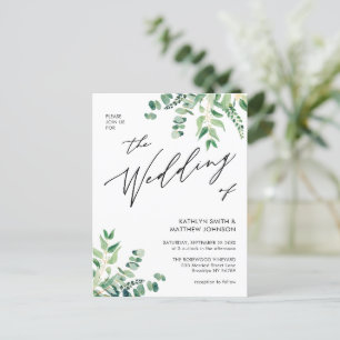 Invitation Carte Postale QR Code tout en un Mariage de verdure Eucalyptus