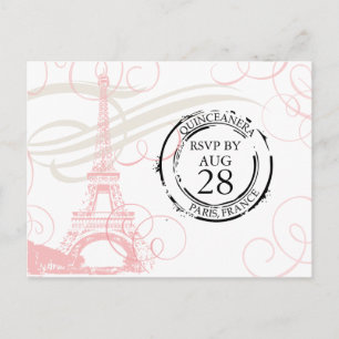 Invitation Carte Postale Quinceanera   Paris Boarding Pass RSVP