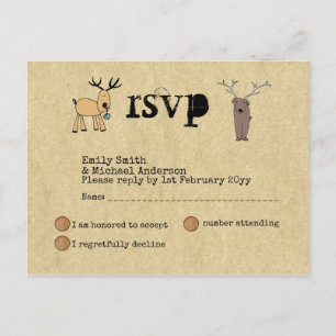 Invitation Carte Postale Quirky Rustic Christmas Event RSVP Doodart