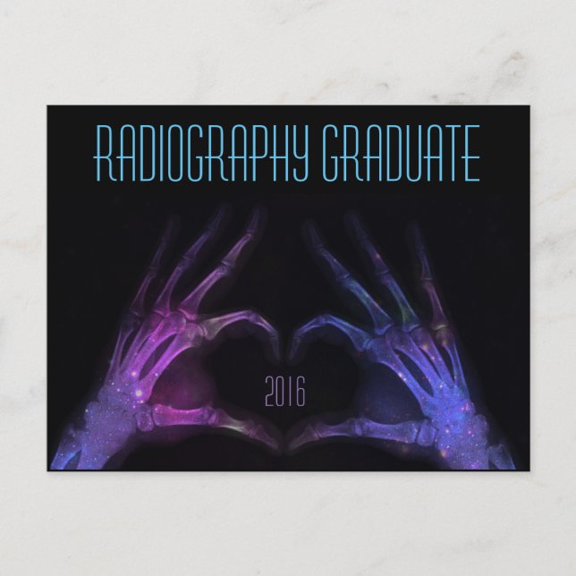Invitation Carte Postale "Radiographie Graduate" coeur violet xray (Devant)