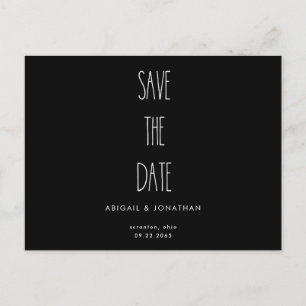 Invitation Carte Postale RaeDunn Mariage noir et blanc Enregistrer la date
