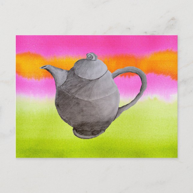 Invitation Carte Postale Rainbow Teapot partie thé (Devant)