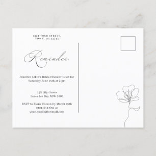 Invitation Carte Postale Rappel de fleurs dessiné à la main RSVP Invita