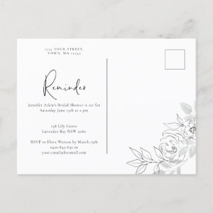 Invitation Carte Postale Rappel d'illustration florale botanique RSVP