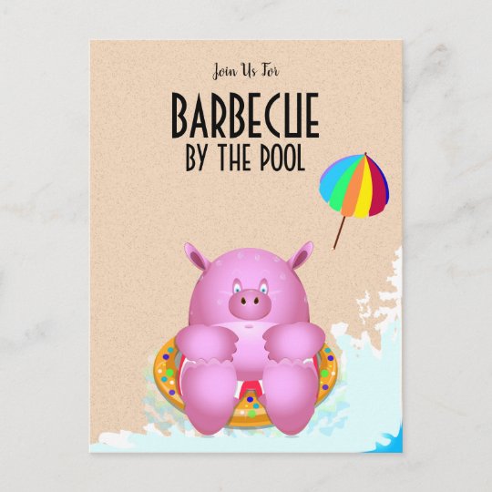 Invitation Carte Postale Reception Au Bord De La Piscine Rose Drole De Zazzle Fr