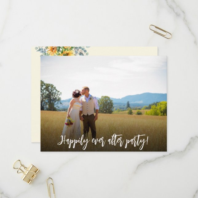 Invitation Carte Postale Réception de mariage décontractée pour toujours he (Devant/Arrière en situation)