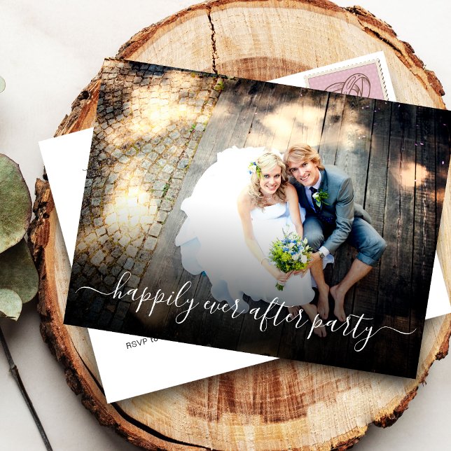 Invitation Carte Postale Réception de mariage décontractée pour toujours he (Créateur téléchargé)