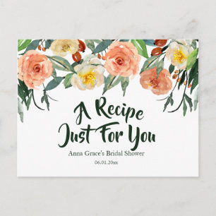 Invitation Carte Postale Recette de Baby Shower Floral d'Automne