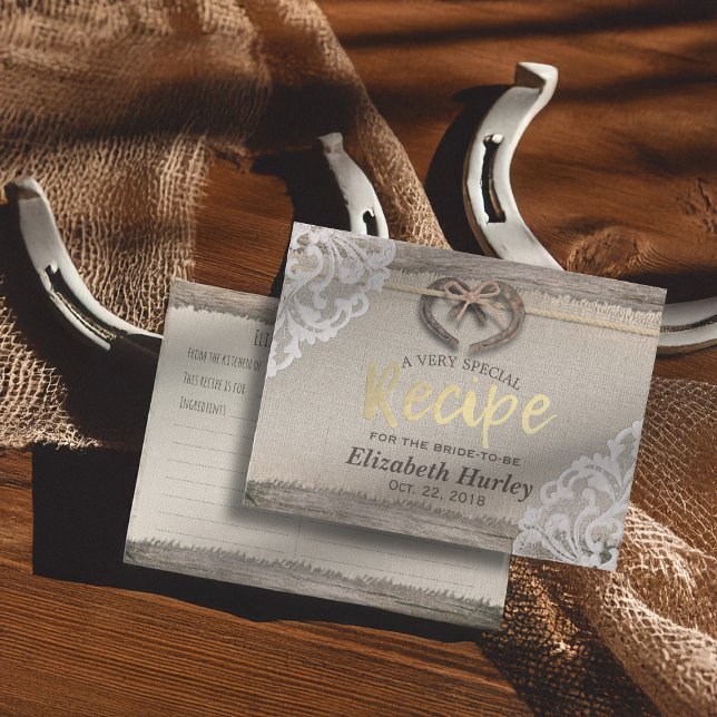 Invitation Carte Postale Recette de Fête des mariées de dentelle de Burlap  (Créateur téléchargé)
