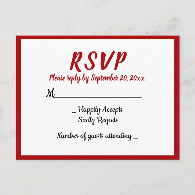 Invitation Carte Postale Red Burgundy RSVP WEdding Party Automne Pays (Devant)