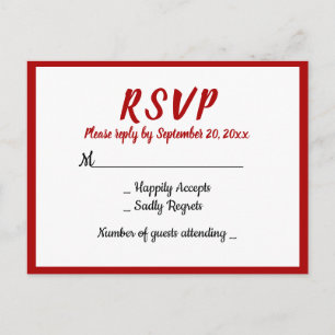 Invitation Carte Postale Red Burgundy RSVP WEdding Party Fall Country