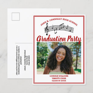 Invitation Carte Postale Red Choir Photo High School Graduation Party