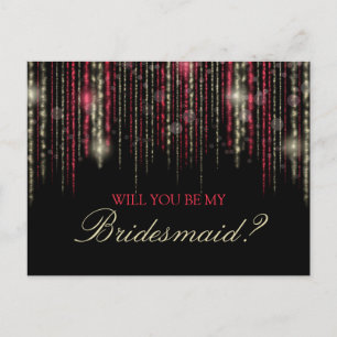 Invitation Carte Postale Red Gold Parties scintillant Pluie Serez-Vous Ma F