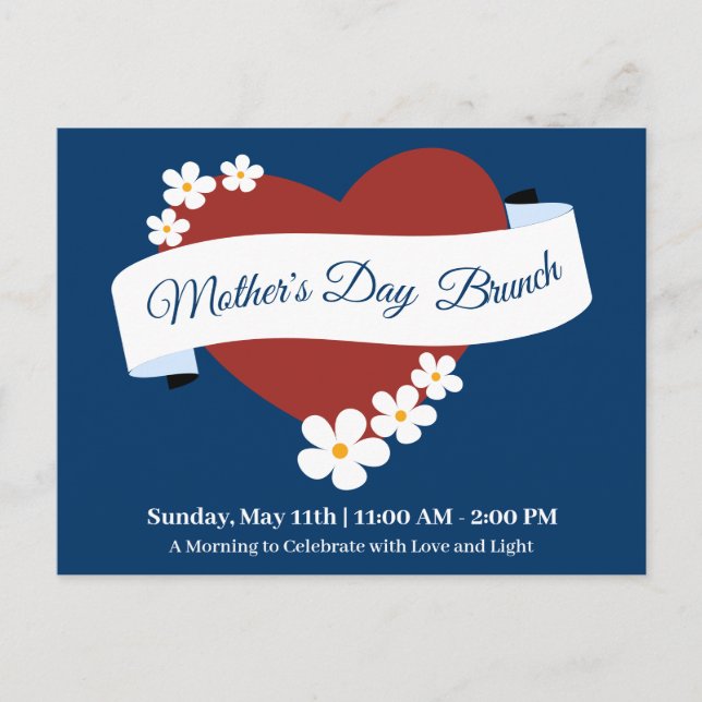 Invitation Carte Postale Red Heart Happy Mother's Day Event (Devant)