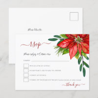 Red Poinsettia Foliage Noel Mariage RSVP