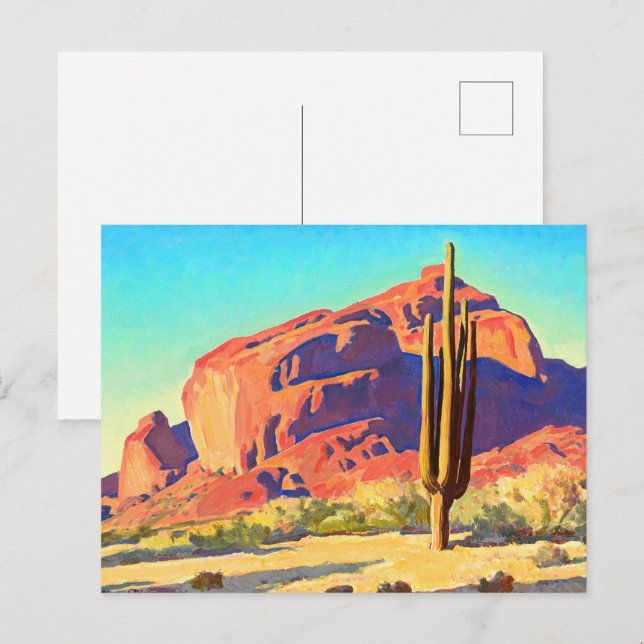 Invitation Carte Postale Red Rocks and Cactus par Maynard Dixon (Devant / Derrière)