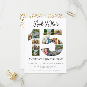 Invitation Carte Postale Regardez qui est 15 Photo montage ado anniversaire