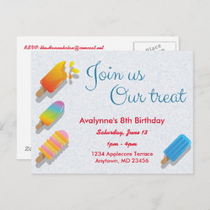 Invitation Carte Postale Rejoignez-Nous Notre Treat Popsicle Postcard Invit