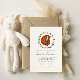 Invitation Carte Postale Renard et Lièvre des Bois Baby Shower Forestier