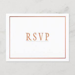 Invitation Carte Postale Répondre Blanc Cuivre Orange Mariage Simple