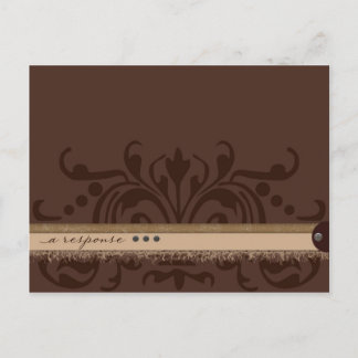 Invitation Carte Postale Réponse Brown monochrome