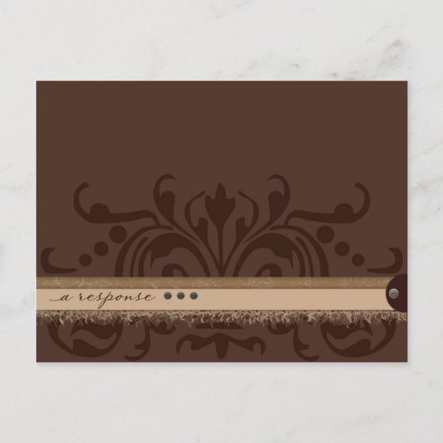 Invitation Carte Postale Réponse Brown monochrome (Devant)