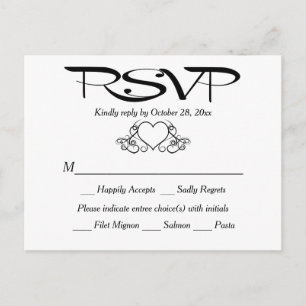Invitation Carte Postale Réponse de la partie de mariage cardiaque RSVP en