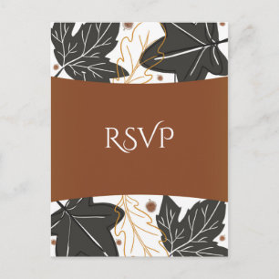Invitation Carte Postale Réponse de mariage aux feuilles d'automne et gland