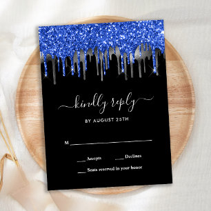Invitation Carte Postale Réponse de mariage avec des gouttes de paillettes 