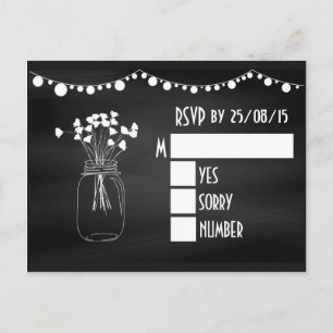 Invitation Carte Postale Réponse de mariage tendance avec pot Mason tableau