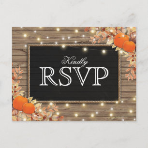 Invitation Carte Postale Réponse de Rustique Automne Réponse de Mariage C